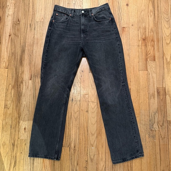 Zara Dark Gray Straight Leg High Rise Jeans Size 10 - Picture 1 of 6